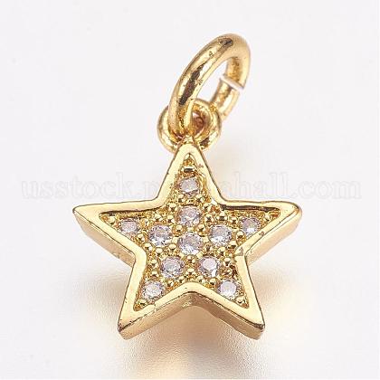 Brass Micro Pave Cubic Zirconia Charms US-ZIRC-G087-35G-1