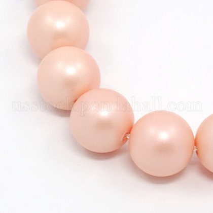 Round Shell Pearl Frosted Beads Strands US-BSHE-I002-8mm-24-1