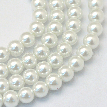 Baking Painted Pearlized Glass Pearl Round Bead Strands US-HY-Q330-8mm-01-1