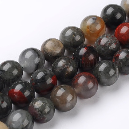 Natural African Bloodstone Beads Strands US-G-L383-06-6mm-1