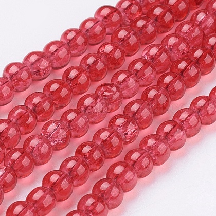 Spray Painted Crackle Glass Beads Strands US-CCG-Q001-4mm-13-1