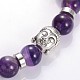 Buddha Head Gemstone Beaded Stretch Bracelets US-BJEW-JB01864-01-2