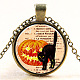 Halloween Theme Kitten Glass Alloy Pendant Necklaces US-NJEW-N0051-053K-01-1