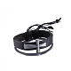 Adjustable Retro Cross Zinc Alloy and Leather Cord Bracelets US-BJEW-BB16038-1