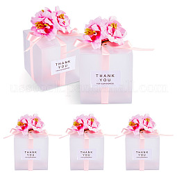 Clear PVC Candy Gift Packaging Boxes with Ribbon & Artificial Flower US-CON-TAC0001-20A