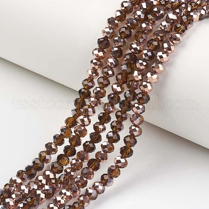 Electroplate Transparent Glass Beads Strands US-EGLA-A034-T8mm-N04-1