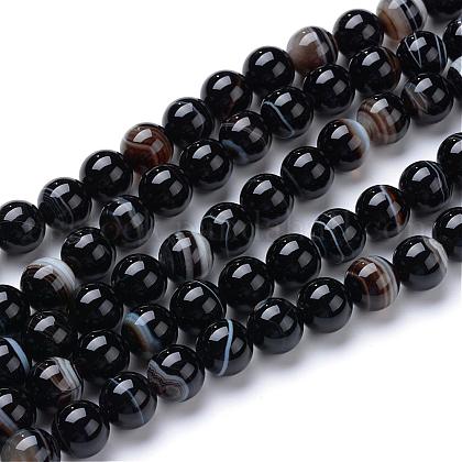 Natural Striped Agate/Banded Agate Bead Strands US-G-R412-19-6mm-1