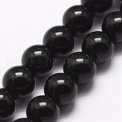 Natural Black Onyx Beads Strands US-G-A163-05-6mm-1