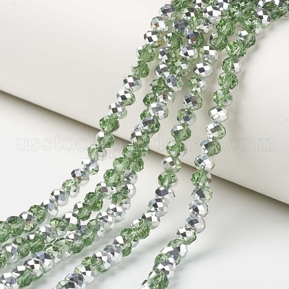 Electroplate Transparent Glass Beads Strands US-EGLA-A034-T10mm-M06-1