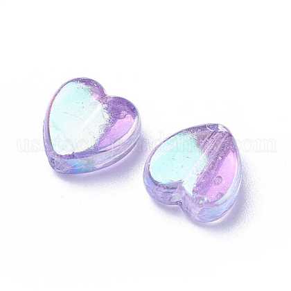 Plum AB color Plated Acrylic Heart Beads US-X-PL539-820-1
