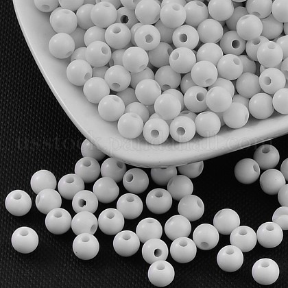 6MM White Chunky Bubblegum Acrylic Round Solid Beads US-X-PAB702Y-5-1