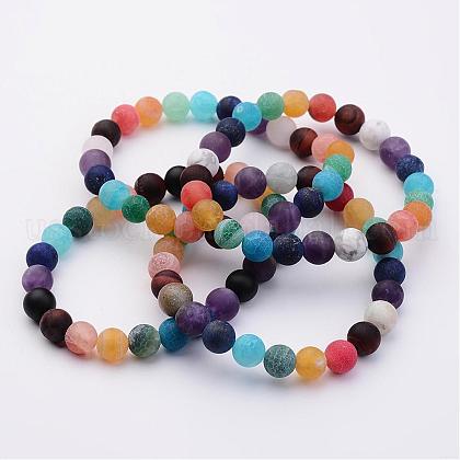 Natural Gemstone Beads Stretch Bracelets US-BJEW-JB02509-1
