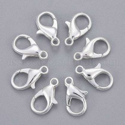 Silver Color Plated Alloy Lobster Claw Clasps US-X-E105-S-1