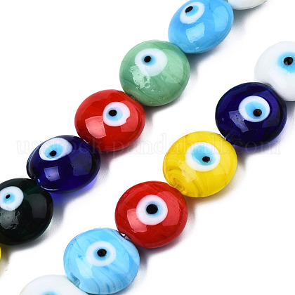 Handmade Evil Eye Lampwork Beads Strands US-LAMP-N029-009A-1