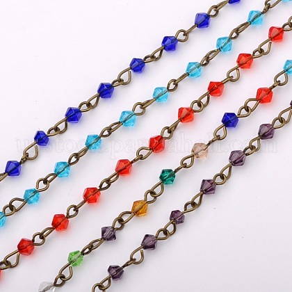 Handmade Bicone Glass Beads Chains for Necklaces Bracelets Making US-AJEW-JB00049-1