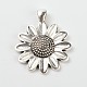 Sun Flower Alloy Pendant Cabochon Settings and Half Round/Dome Clear Glass Cabochons US-DIY-X0222-AS-5