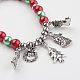 Christmas Glass Beads Stretch Charm Bracelets US-BJEW-JB03085-2