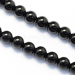 Round Natural Dyed & Heated Black Onyx Beads Strands US-G-S119-6mm