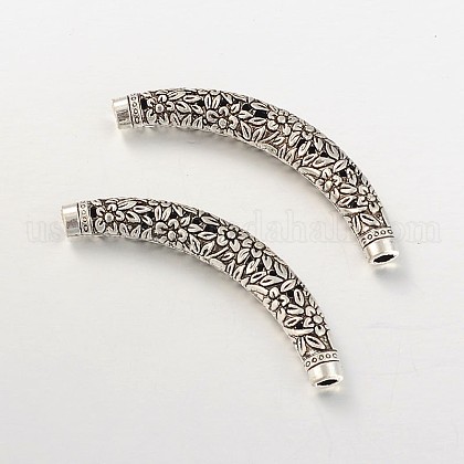 Tibetan Style Alloy Curved Tube Beads US-PALLOY-J504-03AS-1