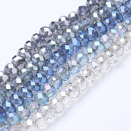 Electroplate Transparent Glass Beads Strands US-EGLA-A034-T6mm-Y-1
