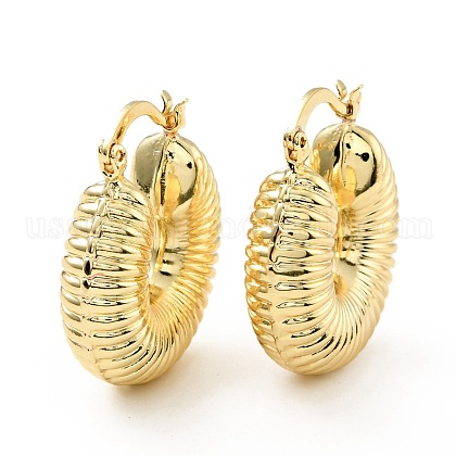 Brass Croissant Chunky Hoop Earrings for Women US-KK-D080-16G-02-1