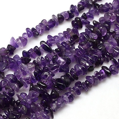 Natural Amethyst Chips Beads Strands US-G-P030-02-1