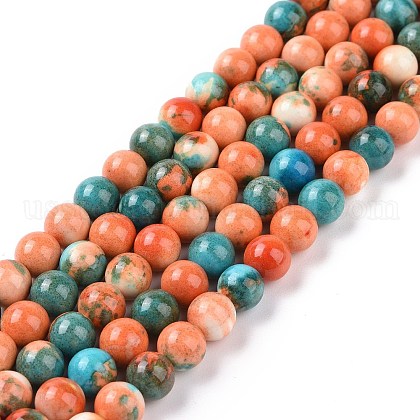 Synthetic Ocean White Jade Round Bead Strands US-G-M165-6mm-04-1