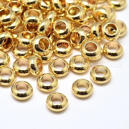Brass Flat Round Spacer Beads US-KK-M085-10G-NR-1