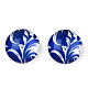 Blue and White Floral Printed Glass Cabochons US-GGLA-A002-12mm-XX-4