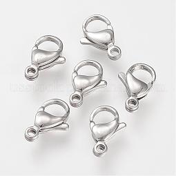 304 Stainless Steel Lobster Claw Clasps US-STAS-S066-12mm-15