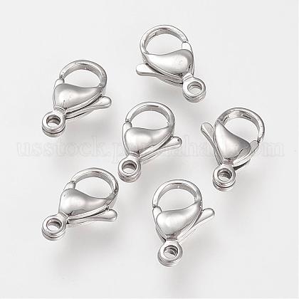 304 Stainless Steel Lobster Claw Clasps US-STAS-S066-12mm-15-1
