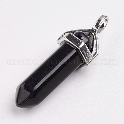Natural Black Agate Double Terminated Pointed Pendants US-G-E364-A05-1