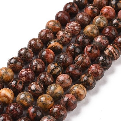 Natural Red Leopard Skin Jasper Beads Strands US-GSR066-1