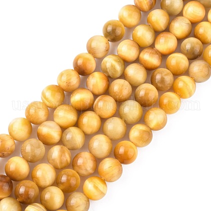Natural Yellow Tiger Eye Beads Strands US-G-G212-8mm-18-1