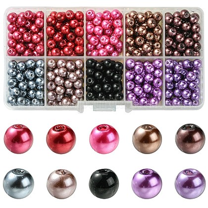 1Box Mixed Style Round Glass Pearl Beads US-HY-X0001-B-1-1