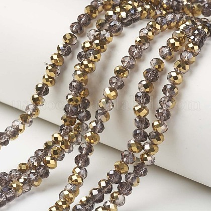Electroplate Transparent Glass Beads Strands US-EGLA-A034-T8mm-O18-1