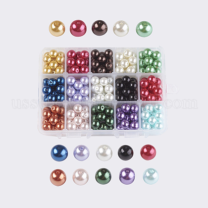 15 Color Glass Pearl Beads US-HY-X0008-10mm-1