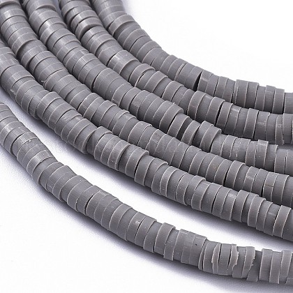 Flat Round Handmade Polymer Clay Bead Spacers&nbsp;US-CLAY-R067-4.0mm-40-3