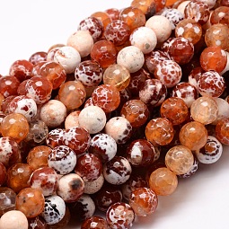 Dyed Natural Agate Faceted Round Beads Strands US-X-G-E320C-8mm-06