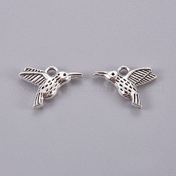 Tibetan Style Alloy Hummingbird Charms Pendants US-TIBEP-1096-AS-LF