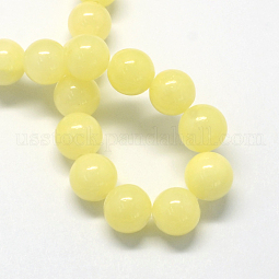 Natural Dyed Yellow Jade Gemstone Bead Strands US-G-R271-8mm-Y06