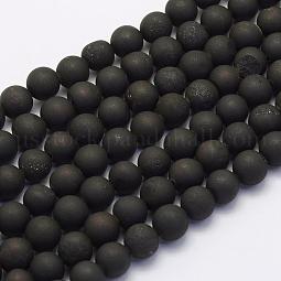 Electroplate Natural Druzy Agate Beads Strands US-G-G708-6mm-09