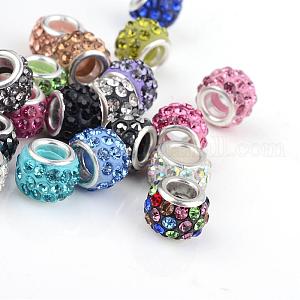 Polymer Clay Rhinestone European Beads US-CPDL-T001-M