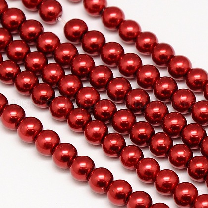 Eco-Friendly Dyed  Glass Pearl Round Beads Strands US-HY-A002-8mm-RB038-1
