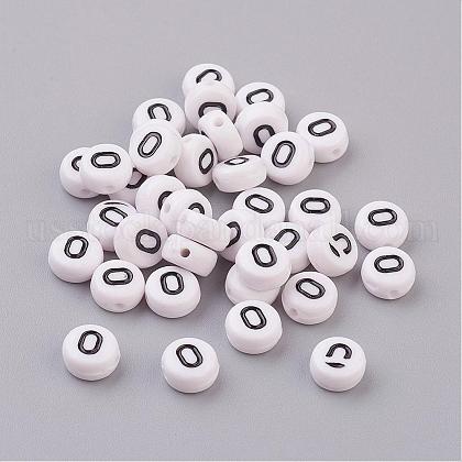 Flat Round with Letter O Acrylic Beads US-X-PL37C9070-O-1