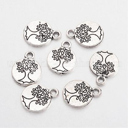 Tibetan Style Alloy Flat Round with Tree Charms US-X-TIBEP-Q043-313-RS-1