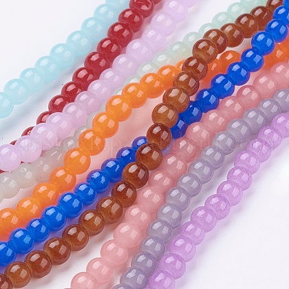 Imitation Jade Glass Beads Strands US-DGLA-S076-6mm-M-1