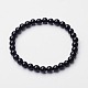 Natural Black Agate Beaded Stretch Bracelets US-BJEW-F202-02-1
