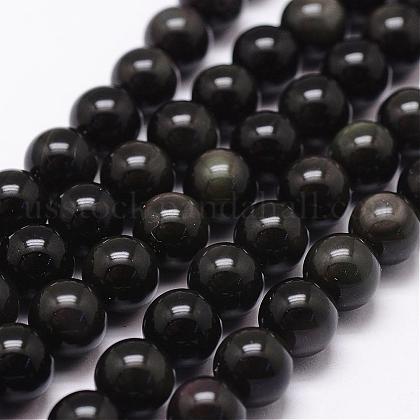 Natural Obsidian Beads Strands US-G-D838-8mm-04-1
