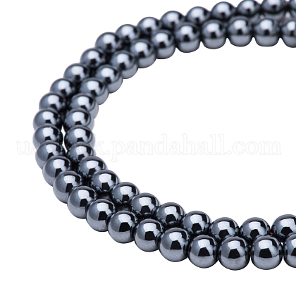 Round Non-magnetic Synthetic Hematite Beads Strands US-G-PH0012-8mm-1